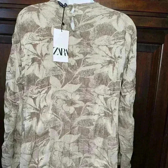 NWT! Zara Beige Floral Dress Size Small - Picture 5 of 16